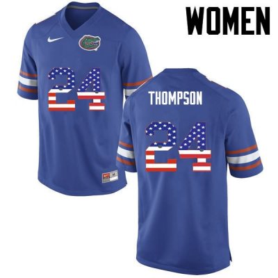 Women's Florida Gators #24 Mark Thompson NCAA Nike Blue USA Flag Fashion Authentic Stitched College Football Jersey BEG6562EV